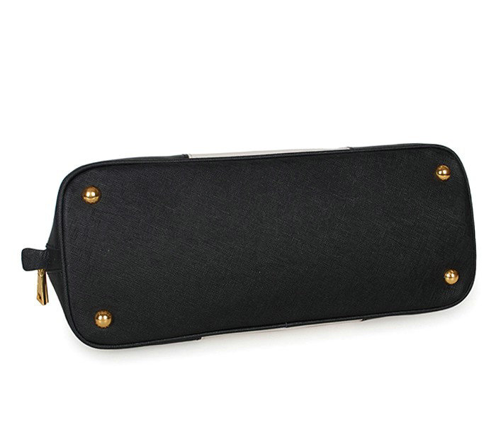 2014 Prada Saffiano Calf Leather Two Handle Bag BL0837 black&white - Click Image to Close
